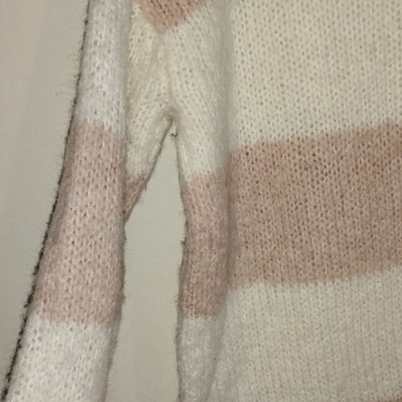 AMERICAN EAGLE Jegging Fit Cream Pink Striped Wool Blend Oversized Tunic Sweater - Picture 7 of 10